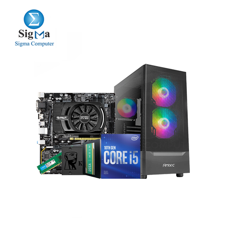 Intel Core i5-10400F GIGABYTE INTEL B460M DS3H PALIT GeForce GTX 1650 Crucial 8GB DDR4-3200 Kingston 240GB - A400 CASE ANTEC NX4155 3FAN PSU ATOM ANTEC V550 